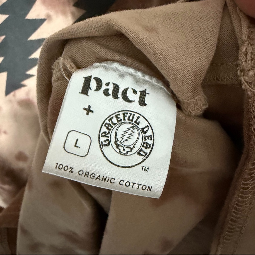 Pact Organic Cotton Grateful Dead Lightning Bolt Tie Dye T-Shirt Brown Large - Picture 8 of 10
